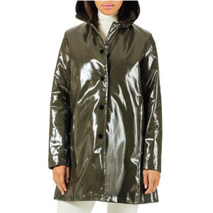 JANE POST ARMY ICONIC LEOPARD FAUX FUR LINED PRINCESS RAIN SLICKER COAT JACKET S